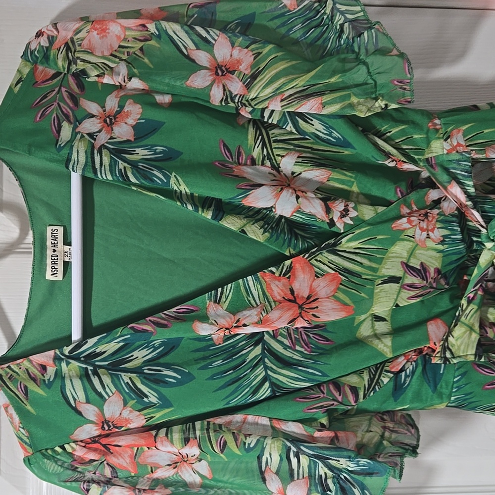 Green Ruffled Wrap Sundress - Picture 3 of 6